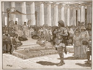 Caractacus vor Claudius, Illustration aus Cassells Illustrierter Geschichte Englands