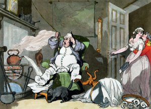 Unachtsame Aufmerksamkeit, frühes 19. Jahrhundert (Feder & Tinte und Aquarell auf Papier)