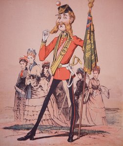 Karikatur eines Infanterie-Leutnants mit Regimentsfarben, aus 