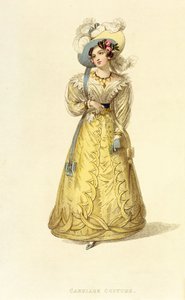 Kutschenkostüm, Modeplatte aus Ackermanns Repository of Arts, ca. 1827 von English School