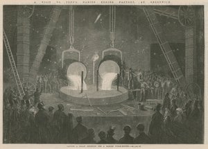 Gießen eines großen Zylinders für eine Schiffs-Dampfmaschine