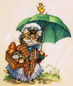 Katze mit Regenschirm