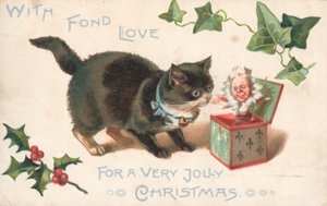 Katze mit Schachtelteufel von English School