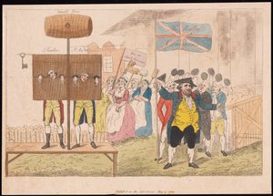 Cecil Wray im Pranger Die Rechte des Gemeinwesens, veröffentlicht 1784 von English School