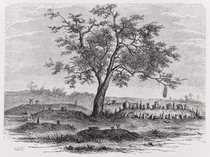 Friedhof und heiliger Baum in Mbinda, aus 