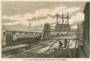 Charing Cross Station, London: Die Signalstation am Nordende der Brücke von English School