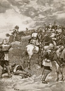 Charles in der Schlacht von Naseby, Illustration aus Cassells Illustrierter Geschichte Englands von English School