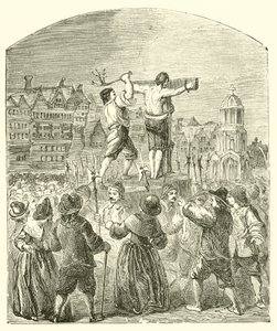 Einen Quäker am Pauls Kreuz, Cheapside, zur Zeit von Oliver Cromwell züchtigen von English School