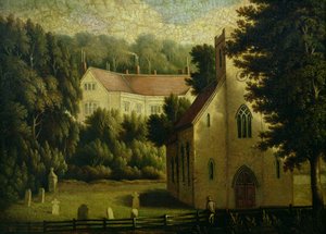 Chawton House und Kirche, 1809 von English School