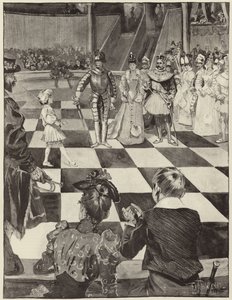 Schachturnier mit lebenden Figuren im Henglers Circus von English School