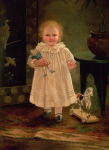 Kind mit Puppe und Spielzeugpferd, ca. 1840 von English School