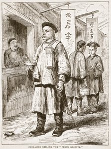 Chinese verkauft die Pekin Gazette, Illustration aus Cassells Illustrierter Geschichte Englands