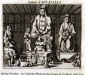 Chinesische Idole, Illustration aus einer Beschreibung von Botschaften nach China von English School