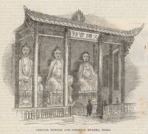 Chinesischer Tempel und kolossale Buddha-Idole