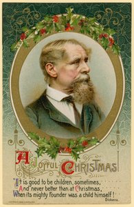 Weihnachtskarte mit Charles Dickens
