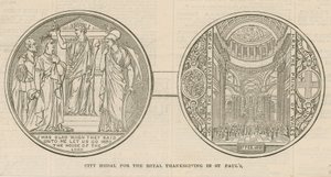 Stadtmedaille für das königliche Dankfest in der St. Pauls Kathedrale, London, am 27. Februar 1872