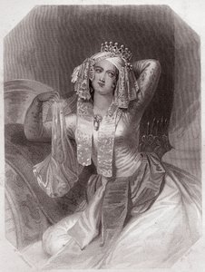 Cleopatra (Antonius und Cleopatra) in - „Galerie des femmes de Shakespeare, Sammlung von fünfundvierzig ernsten Porträts der frühen Londoner Künstler, bereichert mit kritischen und literarischen Hinweisen“ um 1838 - aus „Gallery of the women of Shakespeare