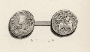 Münze aus der Ära von Attila, König der Hunnen