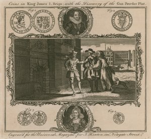 Münzen in der Regierungszeit von König James I, mit der Entdeckung der Pulververschwörung von English School