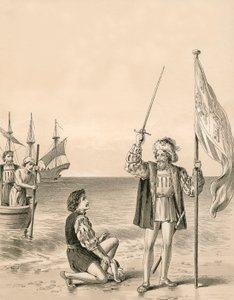 Kolumbus nimmt die Neue Welt im Namen seines Souveräns in Besitz von English School