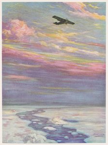 Kommandant Richard E. Byrd fliegt in seinem Monoplane über den Nordpol
