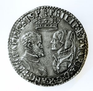 Gedenkschilling zur Hochzeit von Philipp II. von Spanien (1527-98) und Maria I. von England (1516-58) 1554