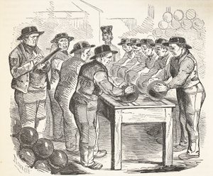 Gefangene beim Schaben von Schrot, Illustration aus The Criminal Prisons of London and Scenes from Prison Life von Henry Mayhew und John Binny, veröffentlicht 1862