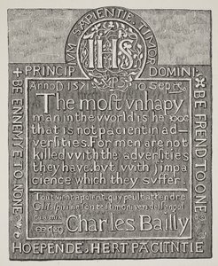 Kopie einer Schnitzerei von Charles Bailly, von der Wand des Beauchamp Tower, Tower of London, 1571 von English School