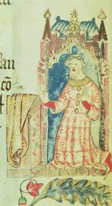 Cott Nero D VII f.7 Porträt von John of Gaunt, Herzog von Lancaster, aus dem Wohltäterbuch der Abtei St. Alban