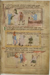 Lamech und seine zwei Frauen und sein Sohn, Tubalcain, der Schmied, bei der Arbeit von English School