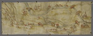 Karte des Flusses Trent und seiner Nebenflüsse zwischen Nottingham und Newark, c.1540 von English School