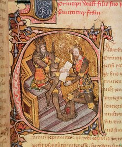 Eduard III. verleiht dem Schwarzen Prinzen das Fürstentum Aquitanien von English School