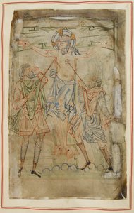 Die Kreuzigung, aus dem Tiberius Psalter, c.1050 von English School
