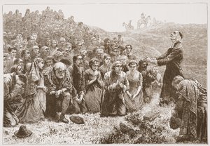 Bundesschließer beten am Ufer des Whitadder, Illustration aus The History of Protestantism von James Aitken Wylie, veröffentlicht 1878