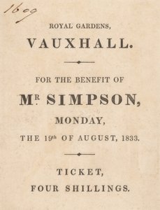 Titelblatt eines Programms für eine Benefizveranstaltung zum Gedenken an Mr. C. H. Simpson von English School
