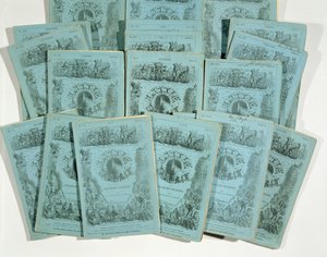 Umschläge der monatlichen Ausgaben von Little Dorrit von Charles Dickens, veröffentlicht ca. 1856 von English School