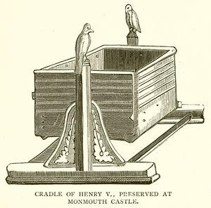 Wiege von Heinrich V., aufbewahrt im Schloss Monmouth von English School