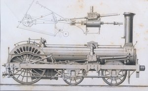 Cramptons Dampflokomotive aus der Enzyklopädie der nützlichen Künste & Manufakturen, herausgegeben von Charles Tomlinson, ca. 1880er Jahre von English School