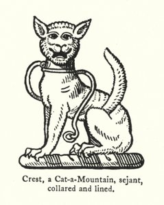 Wappen, eine Bergkatze, sitzend, mit Halsband und Leine (Gravur) von English School