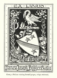Wappen, ein Pelikan, der sich selbst verwundet, Flügel gestützt (Gravur) von English School