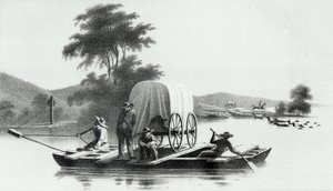 Überquerung des Platte Mouth of Deer Creek, aus Exploration and Survey of the Valley of the Great Salt Lake of Utah von Howard Stansbury, veröffentlicht 1852