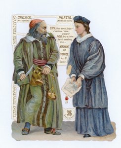 Ausschnitt von Shylock und Portia aus Der Kaufmann von Venedig von English School