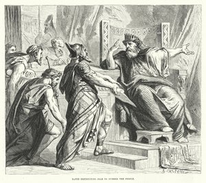 David unterweist Joab, das Volk zu zählen (Gravur) von English School