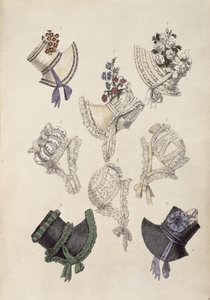 Tageshüte, Modeplatte aus Ackermanns Repository of Arts