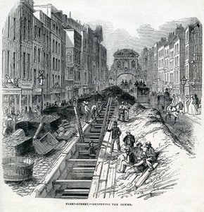 Vertiefung des Fleet Street Abwasserkanals, London, 1845 von English School