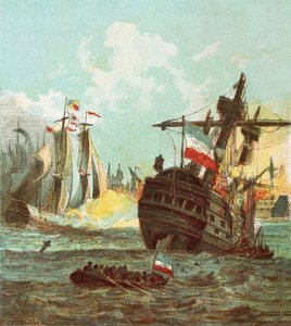 Niederlage der niederländischen Flotte von English School