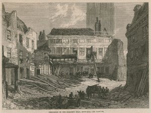 Abriss des Saracens Head, Snow Hill, London von English School