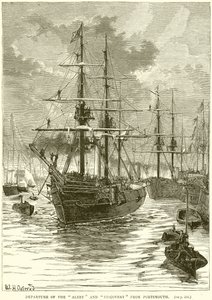 Abfahrt der Alert und Discovery von Portsmouth von English School