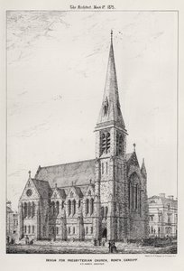 Entwurf für Presbyterianische Kirche, Roath, Cardiff von English School