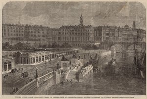 Entwurf für Landungstreppen und Ziergärten zwischen Hungerford und Waterloo Bridges von English School